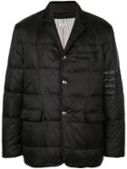 Thom Browne 4-bar Padded Collar Overcoat - Black
