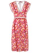 Reinaldo Lourenço V-neck Printed Dress, Women's, Size: 42, Pink/purple, Silk
