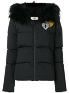 Fendi Heart Embroidered Padded Jacket - Black