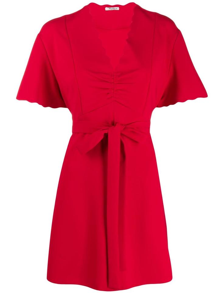 Miu Miu Scallop Trim Dress - Red