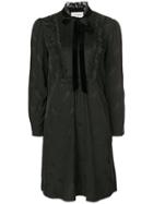 Coach Frilled Bib Velvet Ribbon Dress - Black