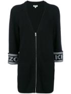 Kenzo Logo Cuff Knitted Cardi-coat - Black