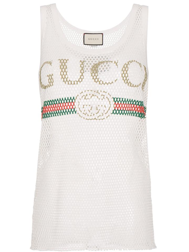 Gucci Fake Logo Vest Top - White