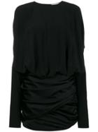 Saint Laurent Draped Shoulder Mini Dress - Black