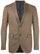 Etro Zig Zag Pattern Blazer, Men's, Size: 50, Brown, Silk/linen/flax/wool