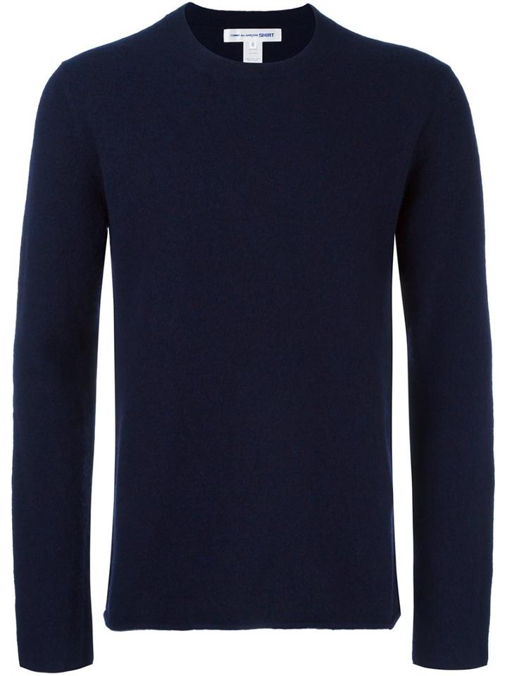 Comme Des Garçons Shirt Crew Neck Jumper, Men's, Size: Medium, Blue, Wool