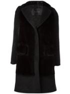 Blancha Textured Panel Coat, Women's, Size: 44, Grey, Mink Fur/polyamide/polyester/wool
