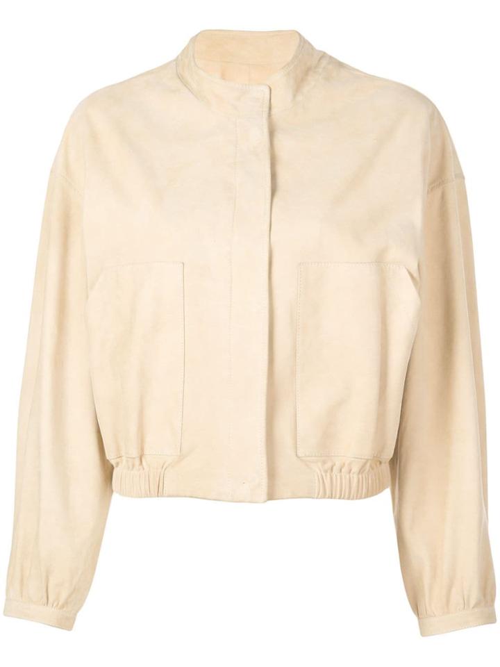 Lth Jkt Sam Mini Bomber Jacket - Neutrals
