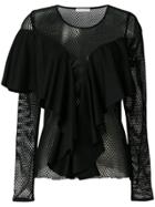Each X Other Ruffle Detail Perforated Top - Black