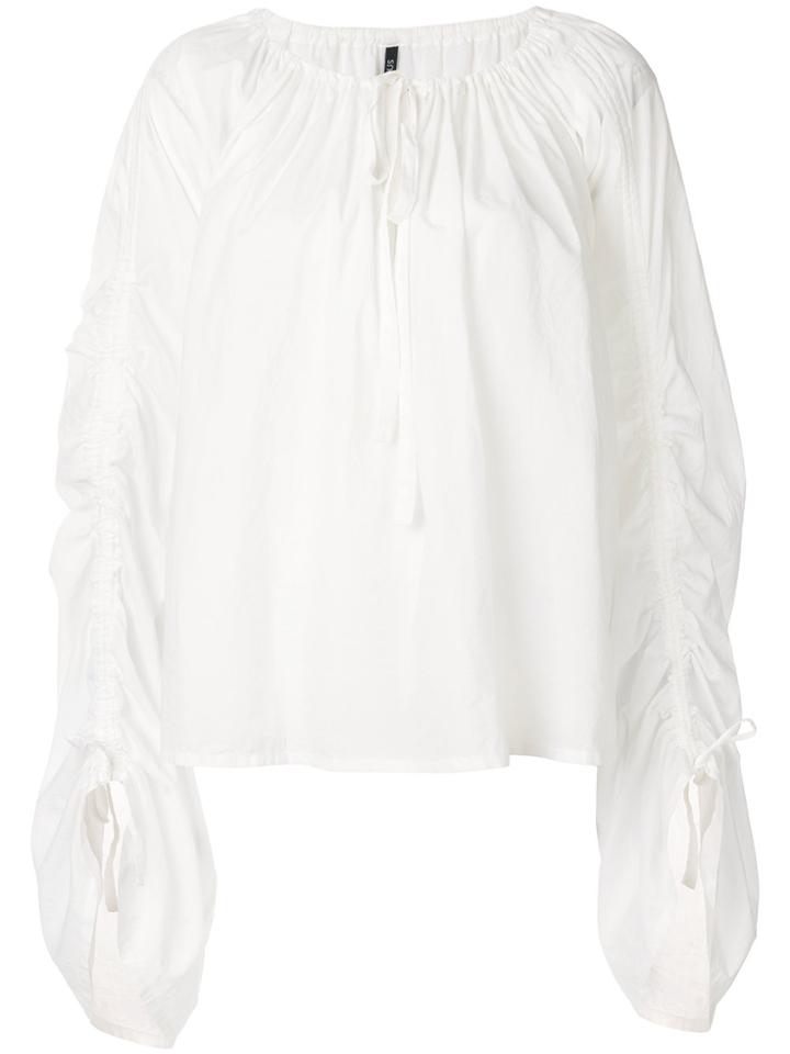 Plein Sud Ruched Sleeve Blouse - White