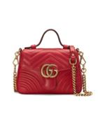 Gucci Red Gg Marmont Mini Top Handle Bag