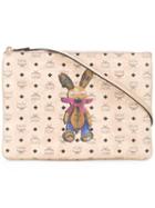 Mcm - Rabbit & Logo Print Clutch - Women - Leather - One Size, Nude/neutrals, Leather