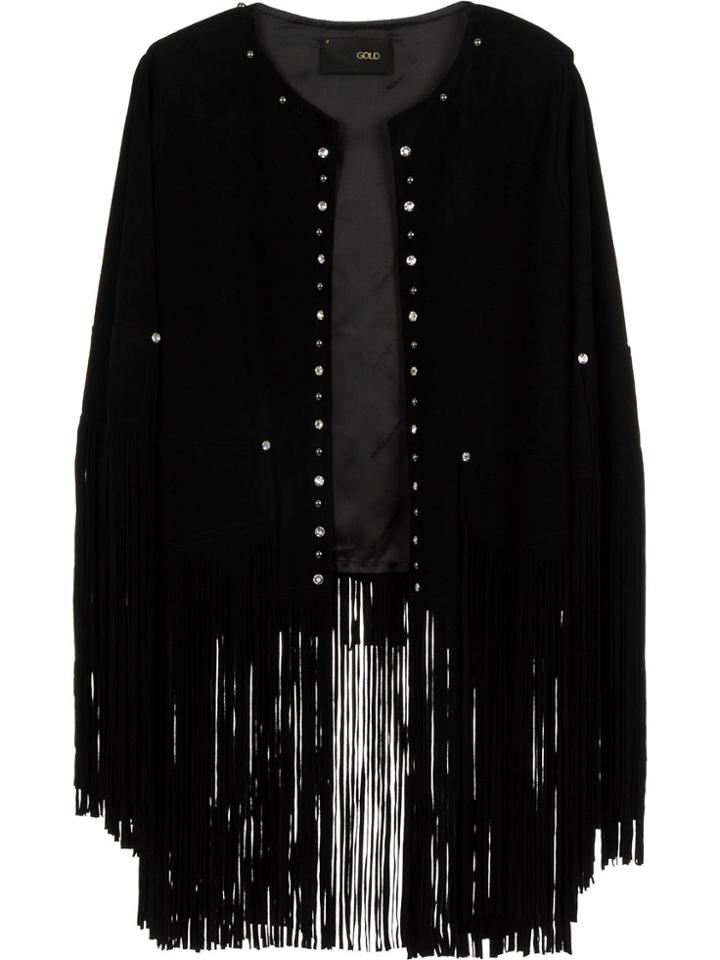 Andrea Bogosian Embellished Tassel Cape - Black