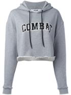 Msgm Cropped 'combat' Hoodie, Women's, Size: 40, Grey, Cotton/viscose