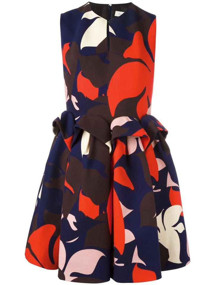 Delpozo Floral Ruched Waist Dress - Multicolour