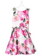 David Charles Kids Floral Print Party Dress - White