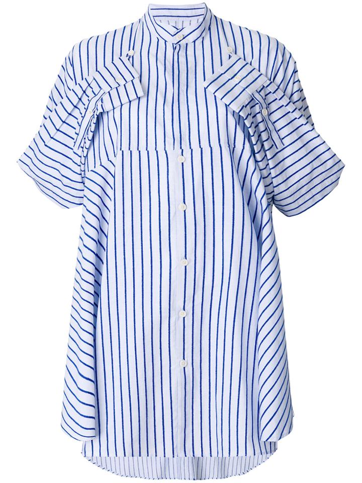Henrik Vibskov Laundry Foldover Sleeve Stripe Shirt - Blue