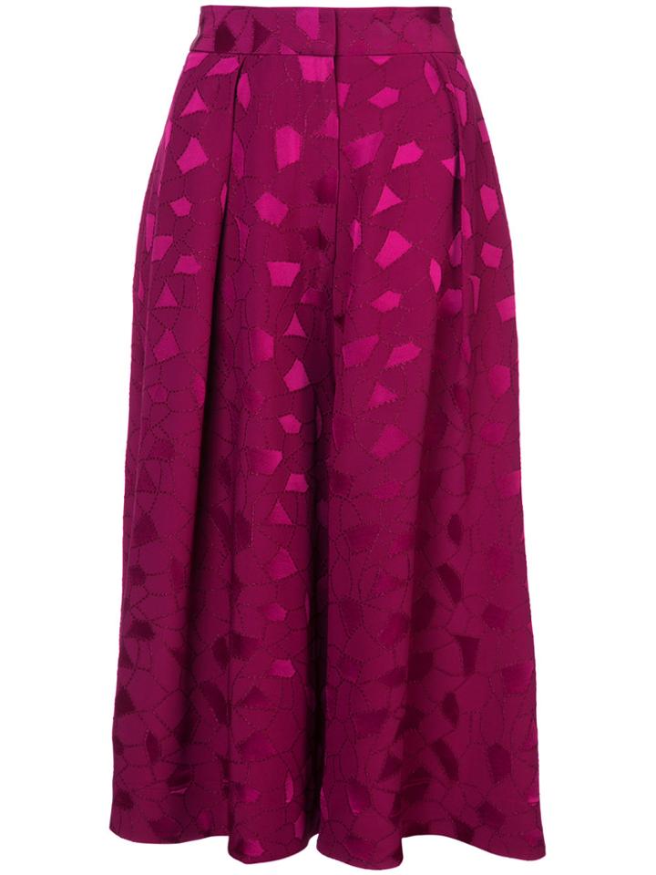 Co Embroidered Flared Culottes - Pink & Purple