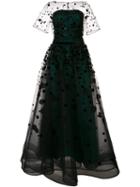 Carolina Herrera Polka Dot Ball Gown, Women's, Size: 10, Black, Nylon/acetate