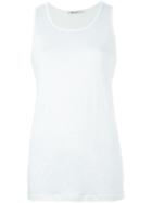T By Alexander Wang Scoop Neck Tank Top, Women's, Size: L, White, Linen/flax/silk