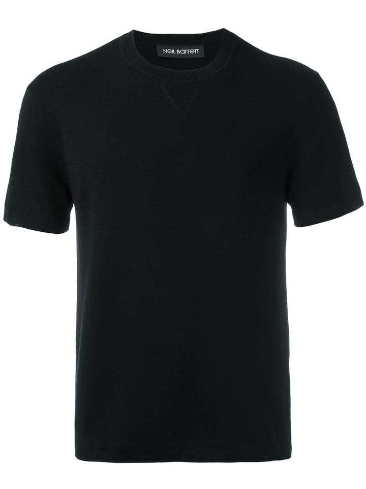 Neil Barrett Short Sleeve Jumper, Men's, Size: Xxl, Black, Wool/cashmere/silk