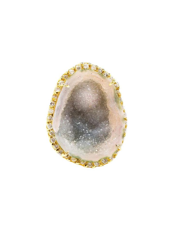 Kimberly Mcdonald 18k Yellow Gold Diamond & Geode Ring, Women's, Size: Medium, Green