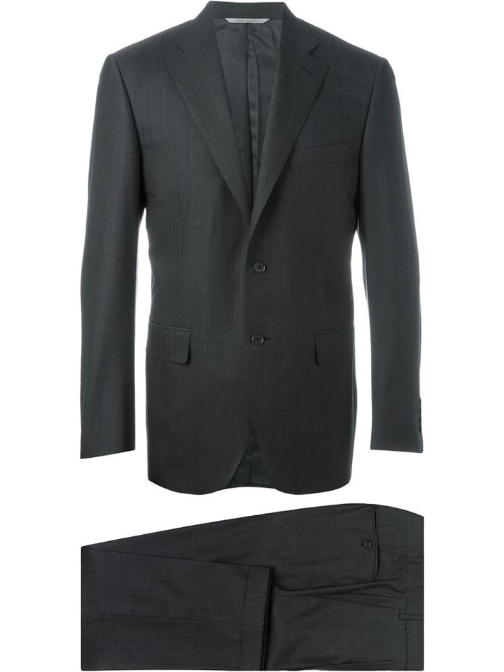 Canali Tailored Single Breasted Two Piece Suit, Men's, Size: 52, Grey, Cupro/wool
