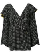 Dvf Diane Von Furstenberg Dot Print Ruffle Blouse - Black