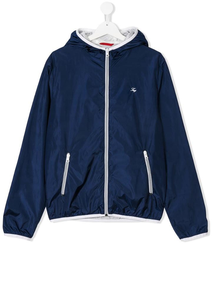 Fay Kids Teen Hooded Windbreaker - Blue