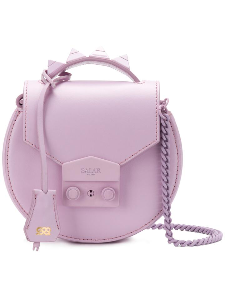 Salar Round Foldover Crossbody Bag - Pink & Purple
