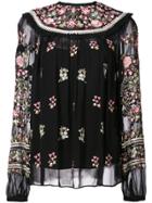 Needle & Thread Floral Embroidered Blouse - Black
