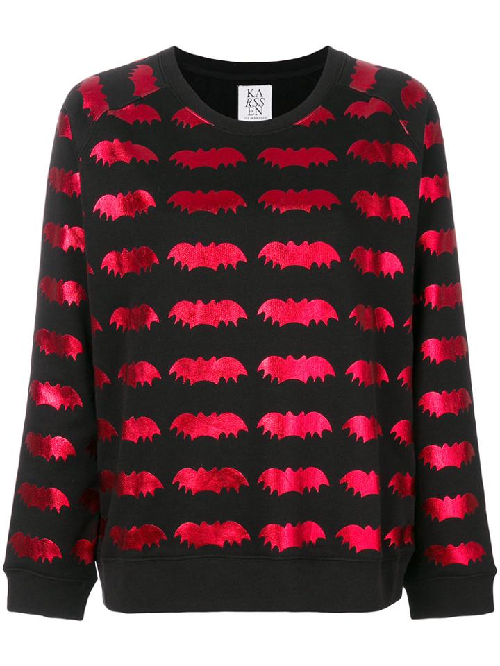 Zoe Karssen Laminated Bat Print Jumper - Black