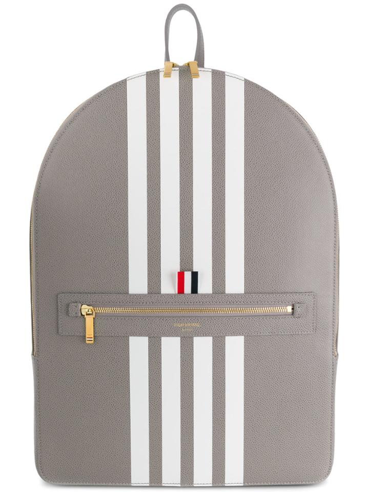 Thom Browne Backpack With White Contrast 4-bar Stripe In Pebble Grain