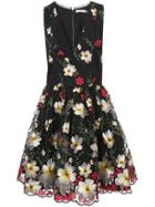 Alice+olivia Floral Embroidered Dress - Black