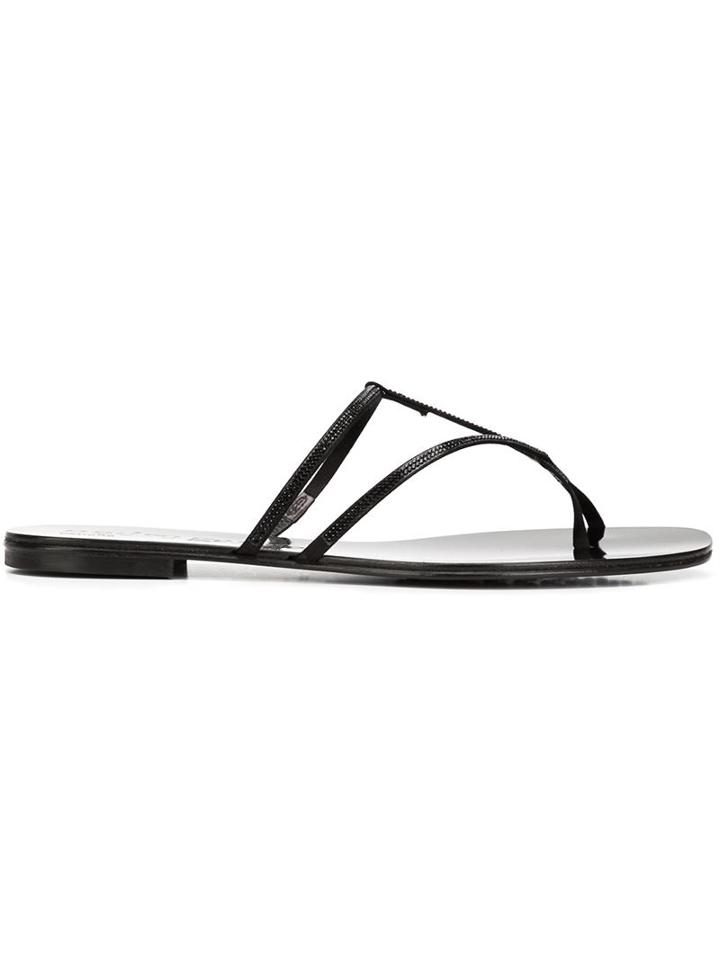 Pedro Garcia Asymmetric Thong Satin Sandal
