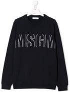 Msgm Kids Teen Logo Embroidered Sweatshirt - 060 Blu