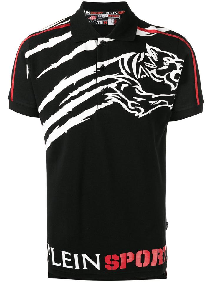 Plein Sport Logo Print Polo Shirt, Men's, Size: Large, Black, Cotton