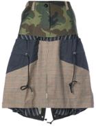 Sacai Patchwork Drawstring Midi Skirt - Multicolour