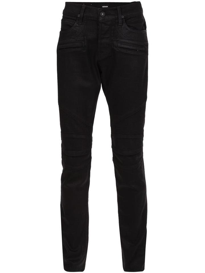 Hudson Biker Detail Skinny Jeans, Men's, Size: 32, Black, Cotton/polyester/spandex/elastane