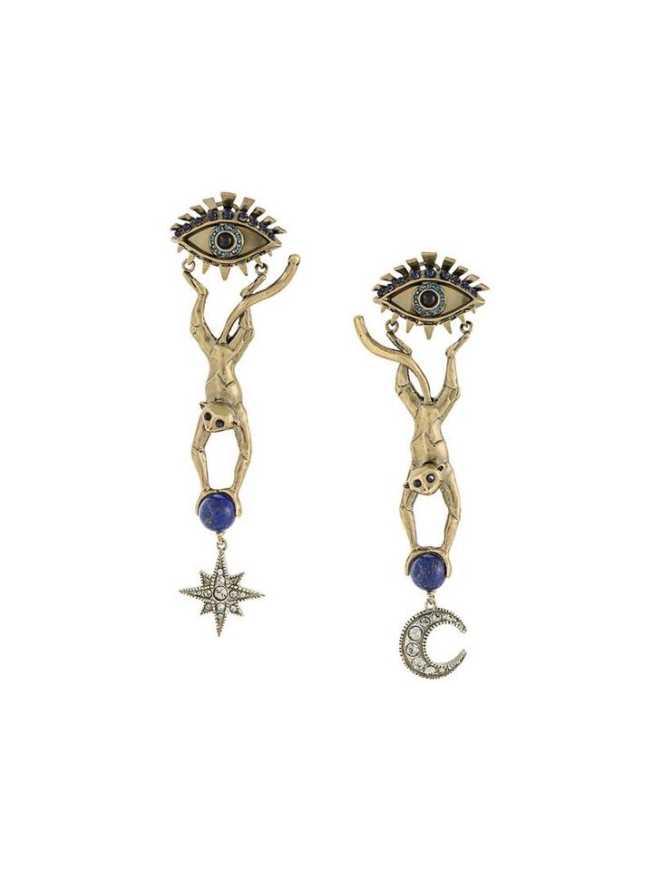 Roberto Cavalli Monkey Pendant Earrings, Women's, Metallic