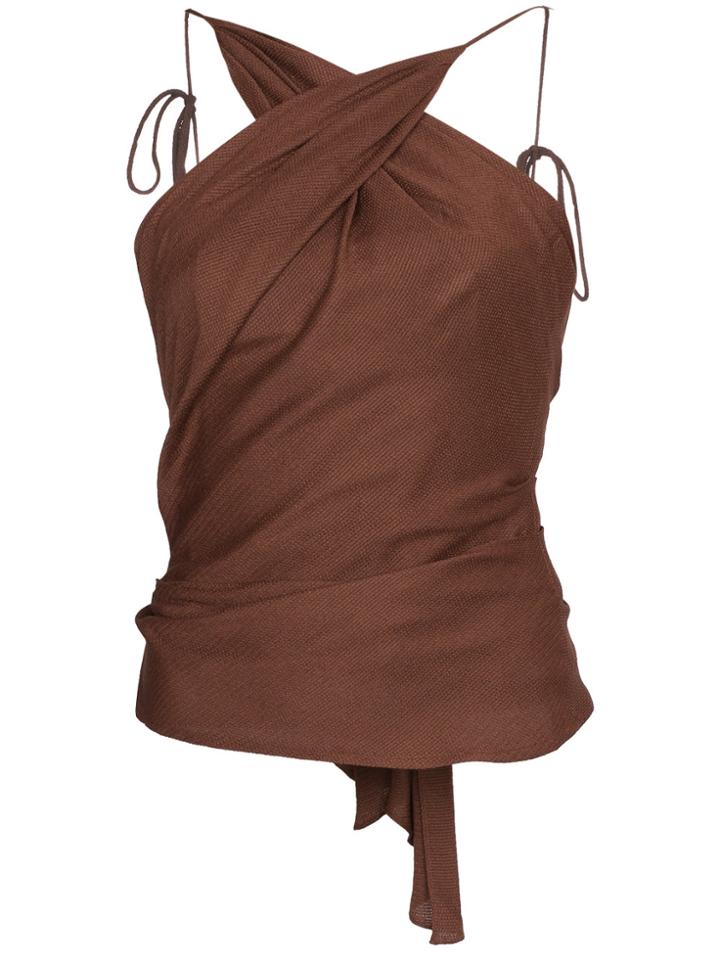 Jacquemus Halter Neck Top With Tie Back - Brown