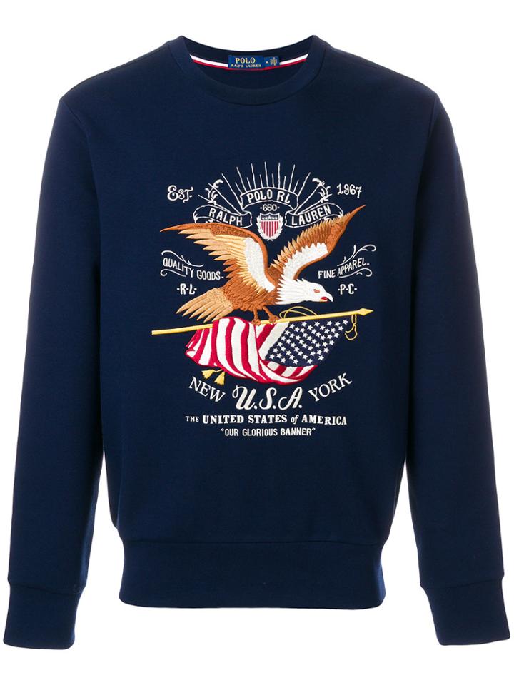 Polo Ralph Lauren Embroidered Flag Sweatshirt - Blue