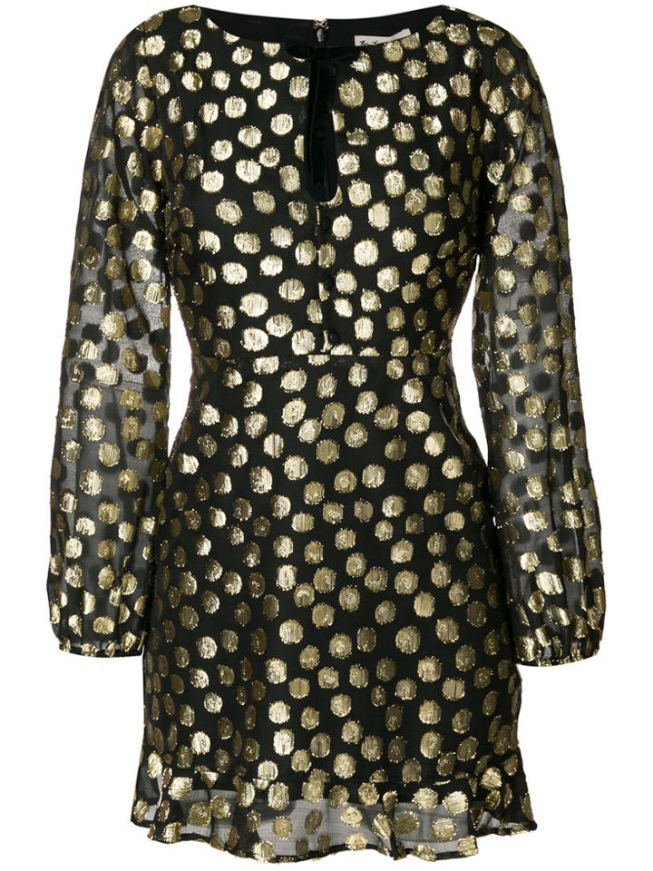 For Love And Lemons Metallic Polka Dot Dress - Black