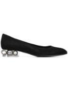 Casadei Embellished Low Heel Ballerinas - Black