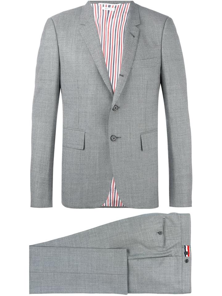 Thom Browne Fitted Formal Suit, Men's, Size: 5, Grey, Cupro/cashmere/wool