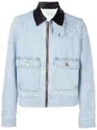 Givenchy Leather Panelled Denim Jacket, Men's, Size: S, Blue, Cotton/polyester