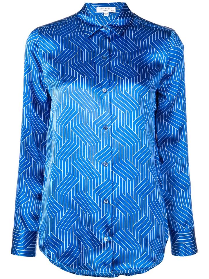 Equipment Circuit Print Silk Shirt - Blue