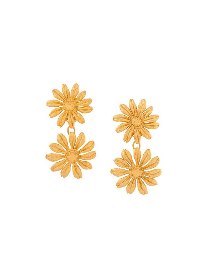 Kenzo Vintage Daisy Clip-on Earrings, Women's, Metallic