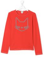 Karl Lagerfeld Kids Teen Cat Print Top - Red