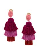 Oscar De La Renta Long Tasseled Earrings - Pink & Purple